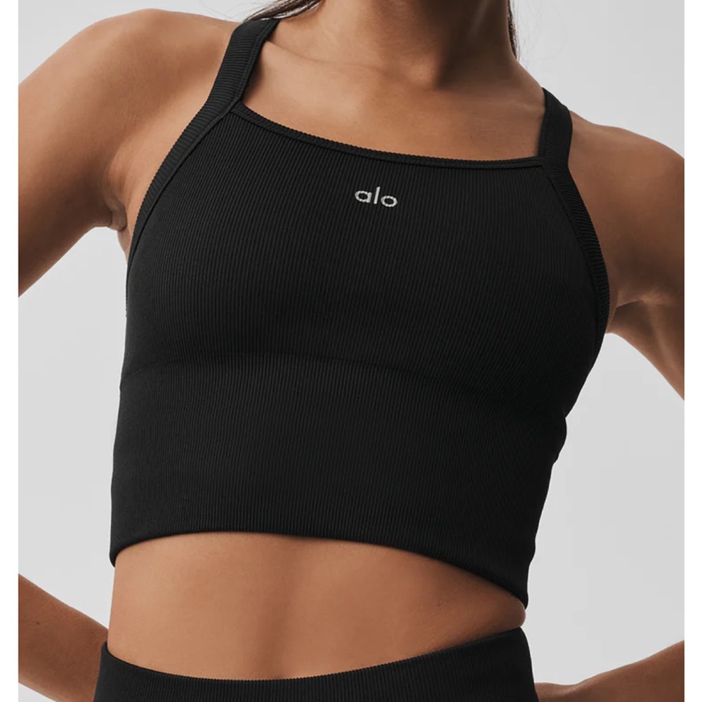 SOLD *******
ALO Yoga Black Ribbed Square-Neck Cropped Sports Bra